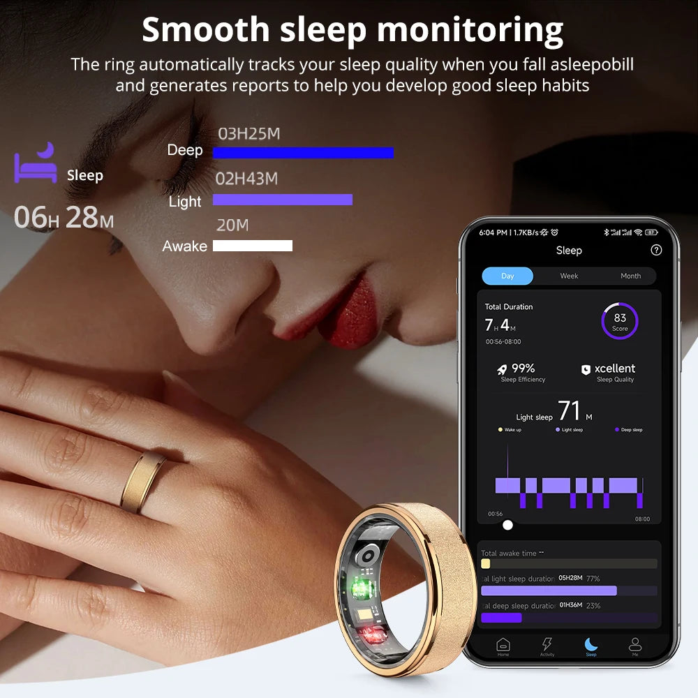 HeartHalo Smart Ring with Charging Case for Men Women, Health and Sleep Monitor, Waterproof, Multi-Sport Mode