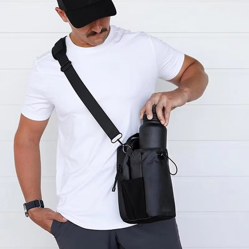 Magnetic Portable Gym Water Bottle Bag - Convenient Sling Pouch for Easy Attachment to Metal Surfaces