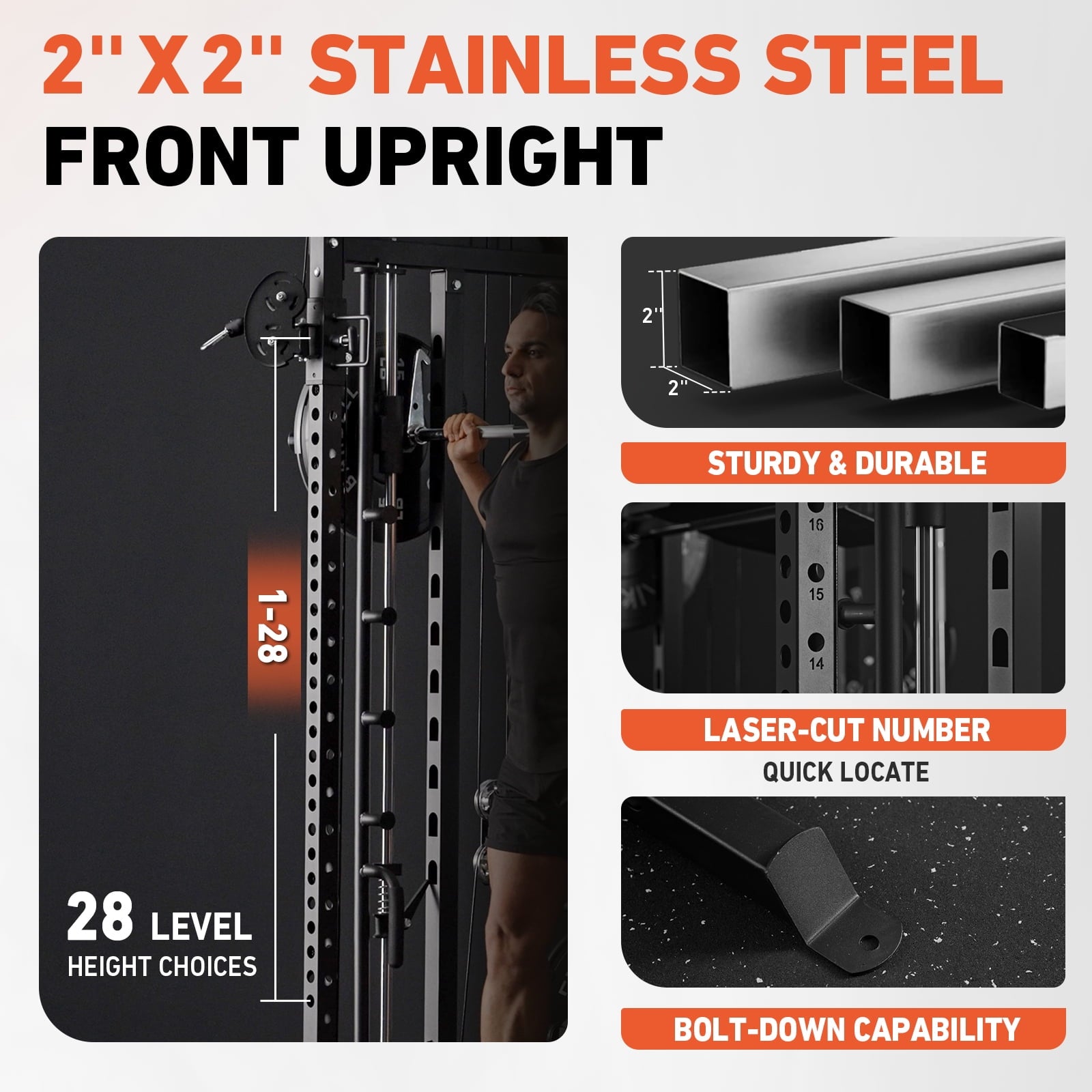 All-In-One Smith Machine Power Rack with Vertical Leg Press & Cable Crossover - 2000LBS Squat Rack for Ultimate Home Gym Experience