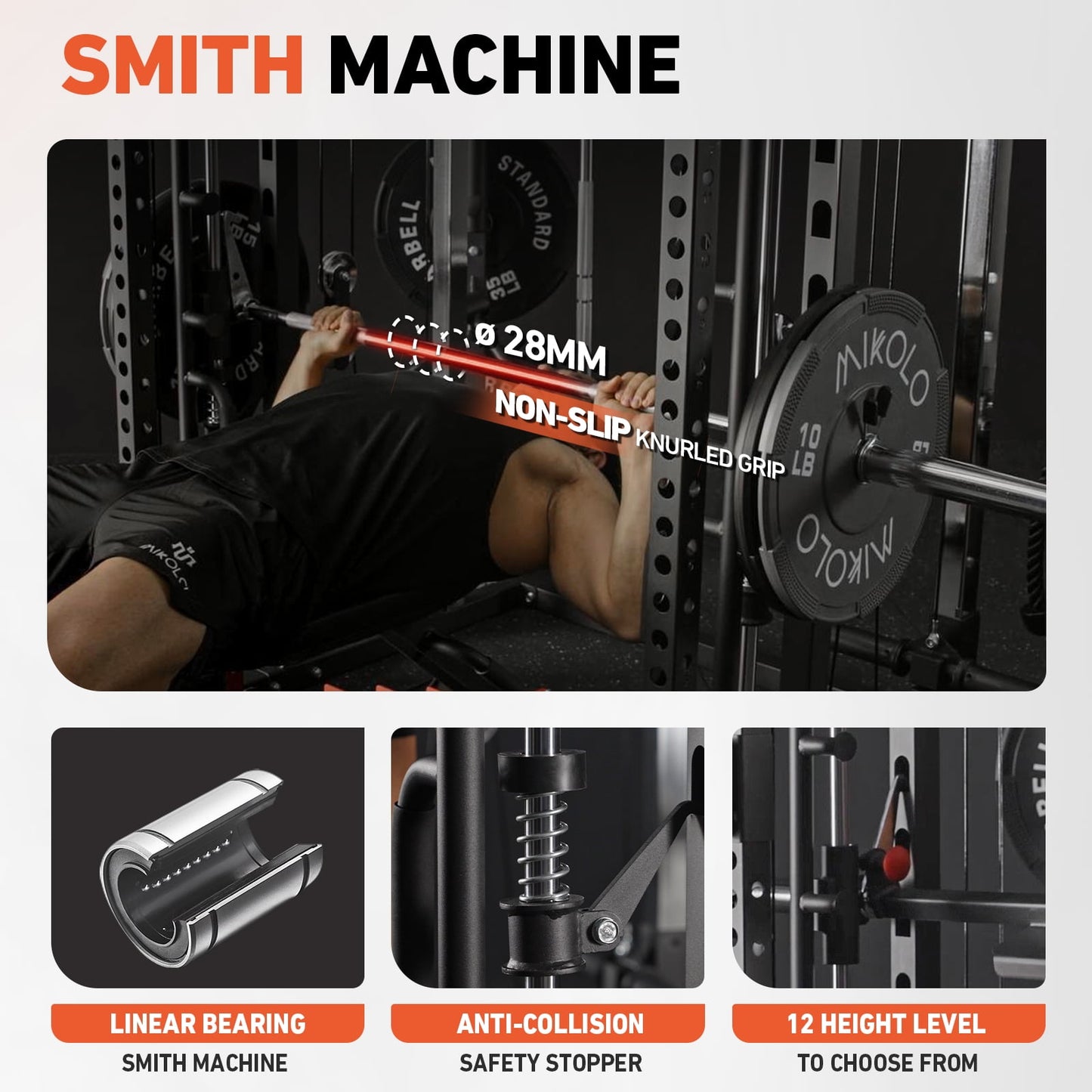 All-In-One Smith Machine Power Rack with Vertical Leg Press & Cable Crossover - 2000LBS Squat Rack for Ultimate Home Gym Experience
