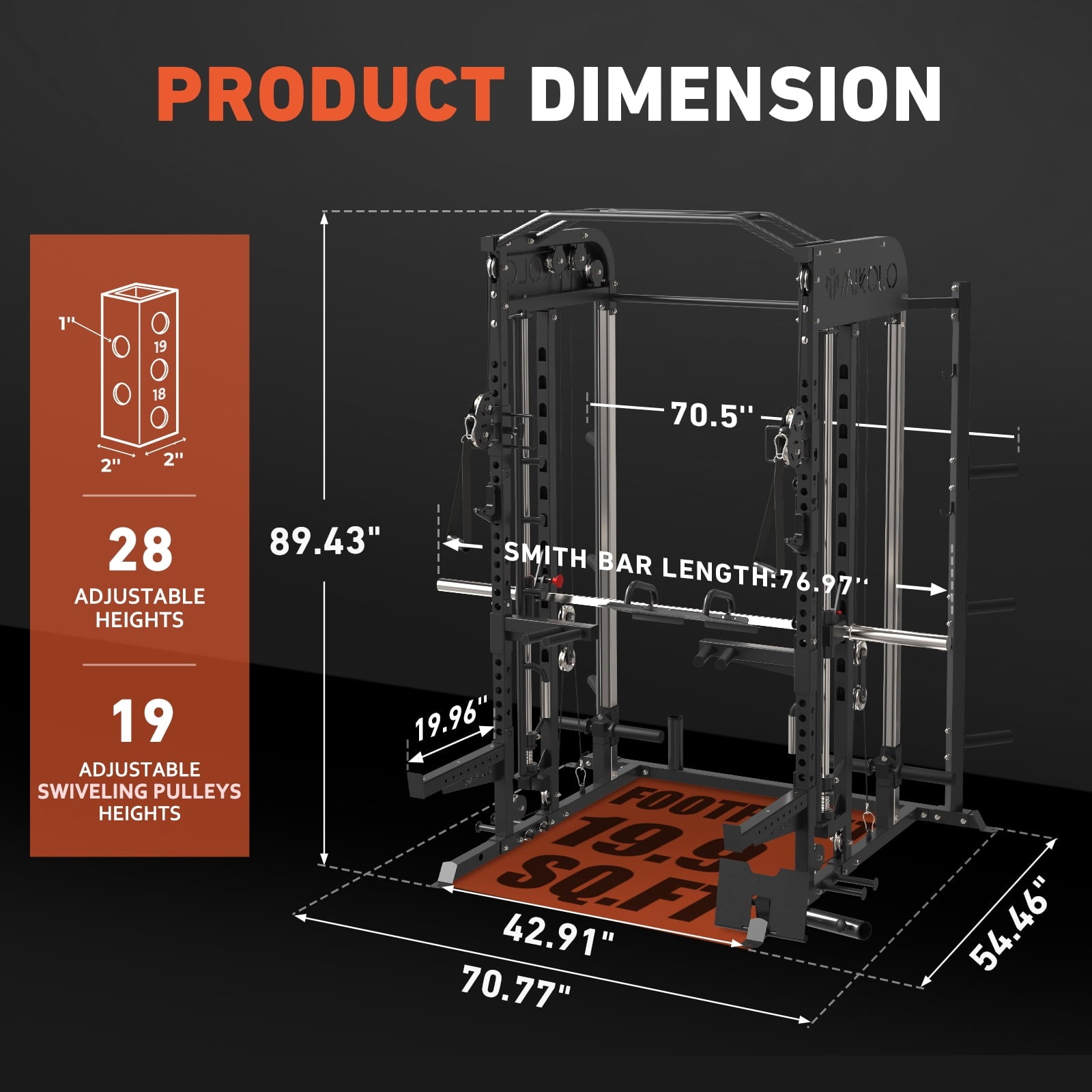 All-In-One Smith Machine Power Rack with Vertical Leg Press & Cable Crossover - 2000LBS Squat Rack for Ultimate Home Gym Experience