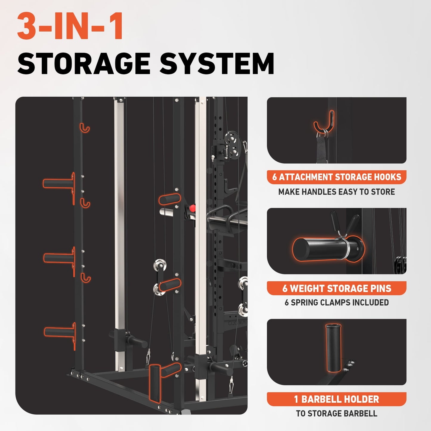 All-In-One Smith Machine Power Rack with Vertical Leg Press & Cable Crossover - 2000LBS Squat Rack for Ultimate Home Gym Experience