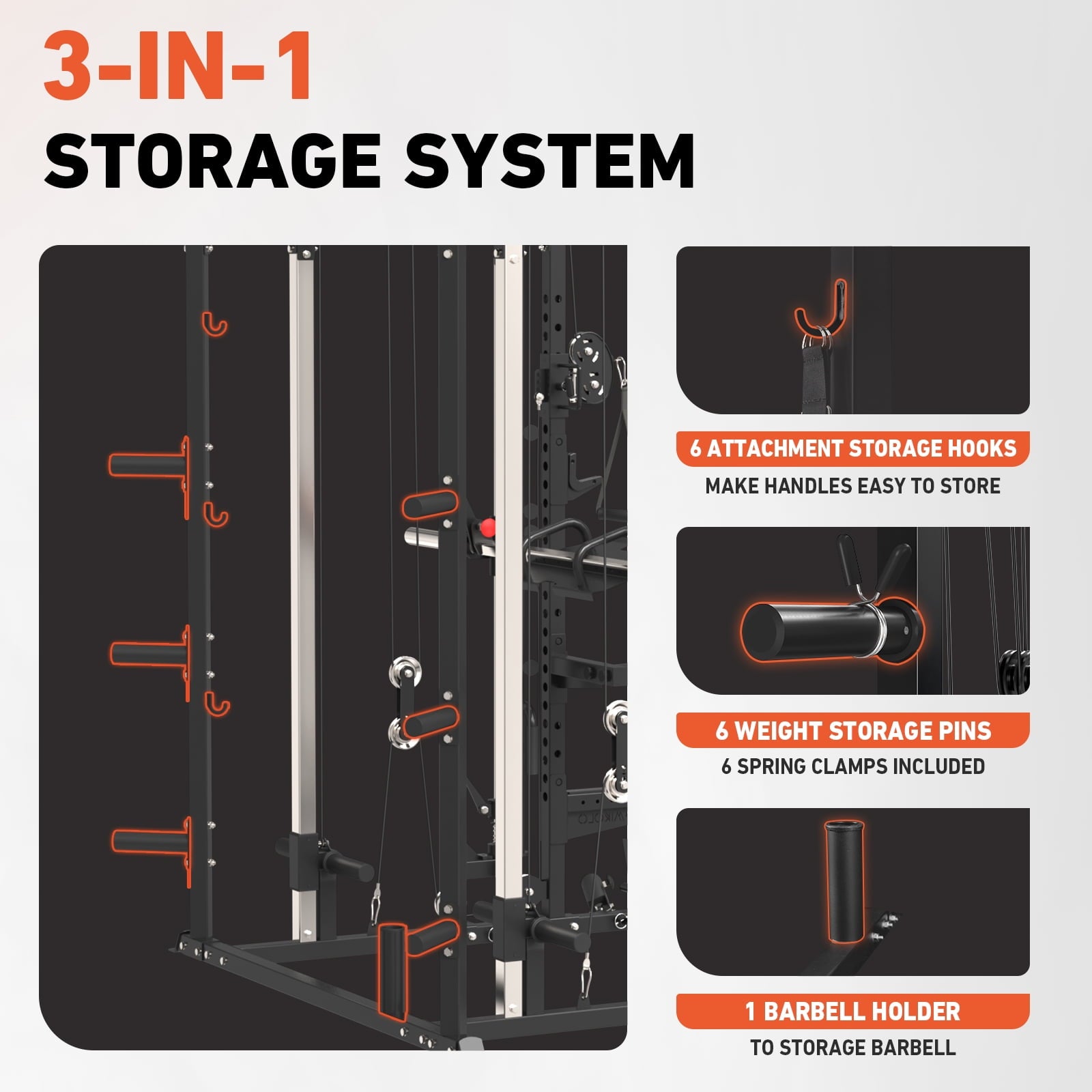 All-In-One Smith Machine Power Rack with Vertical Leg Press & Cable Crossover - 2000LBS Squat Rack for Ultimate Home Gym Experience