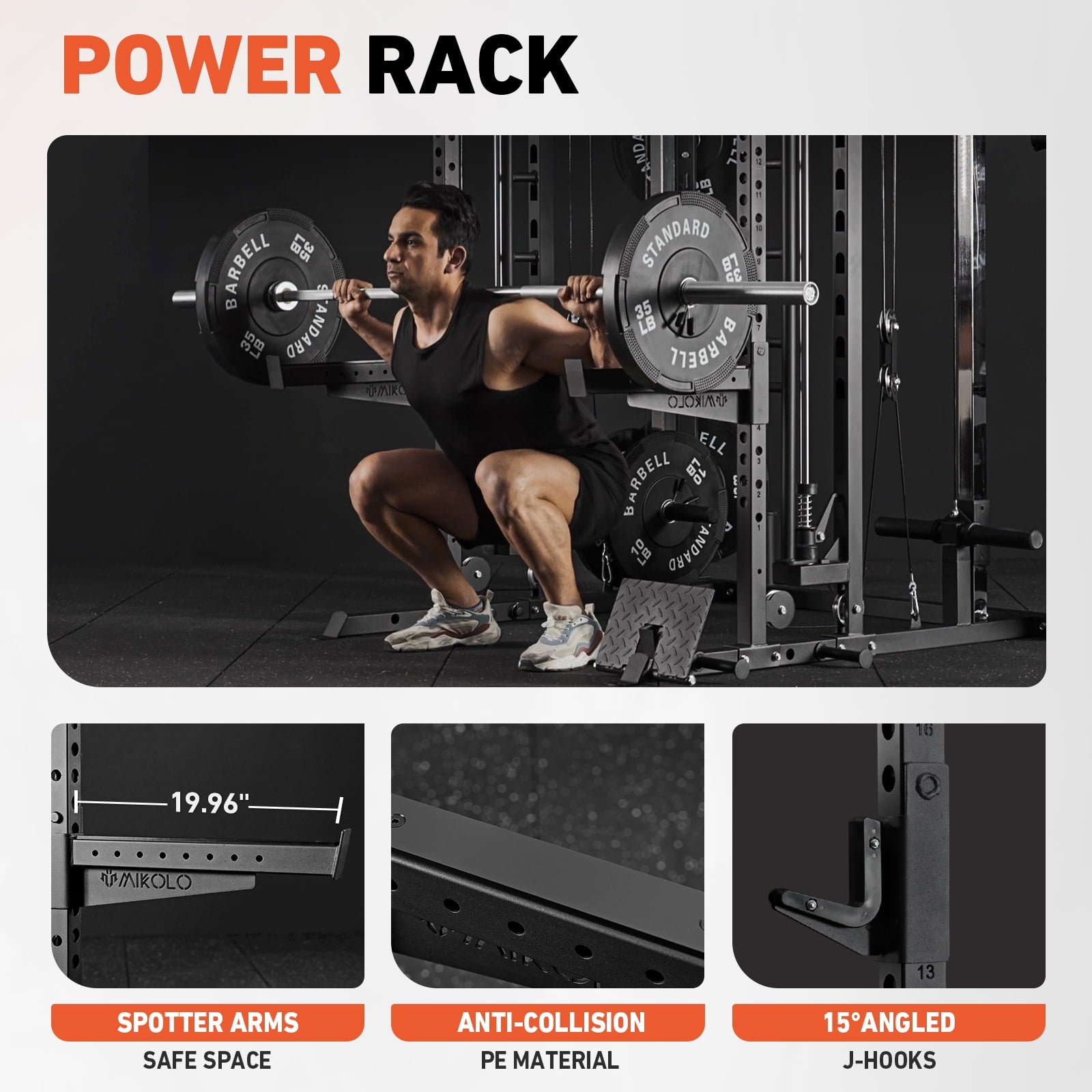 All-In-One Smith Machine Power Rack with Vertical Leg Press & Cable Crossover - 2000LBS Squat Rack for Ultimate Home Gym Experience