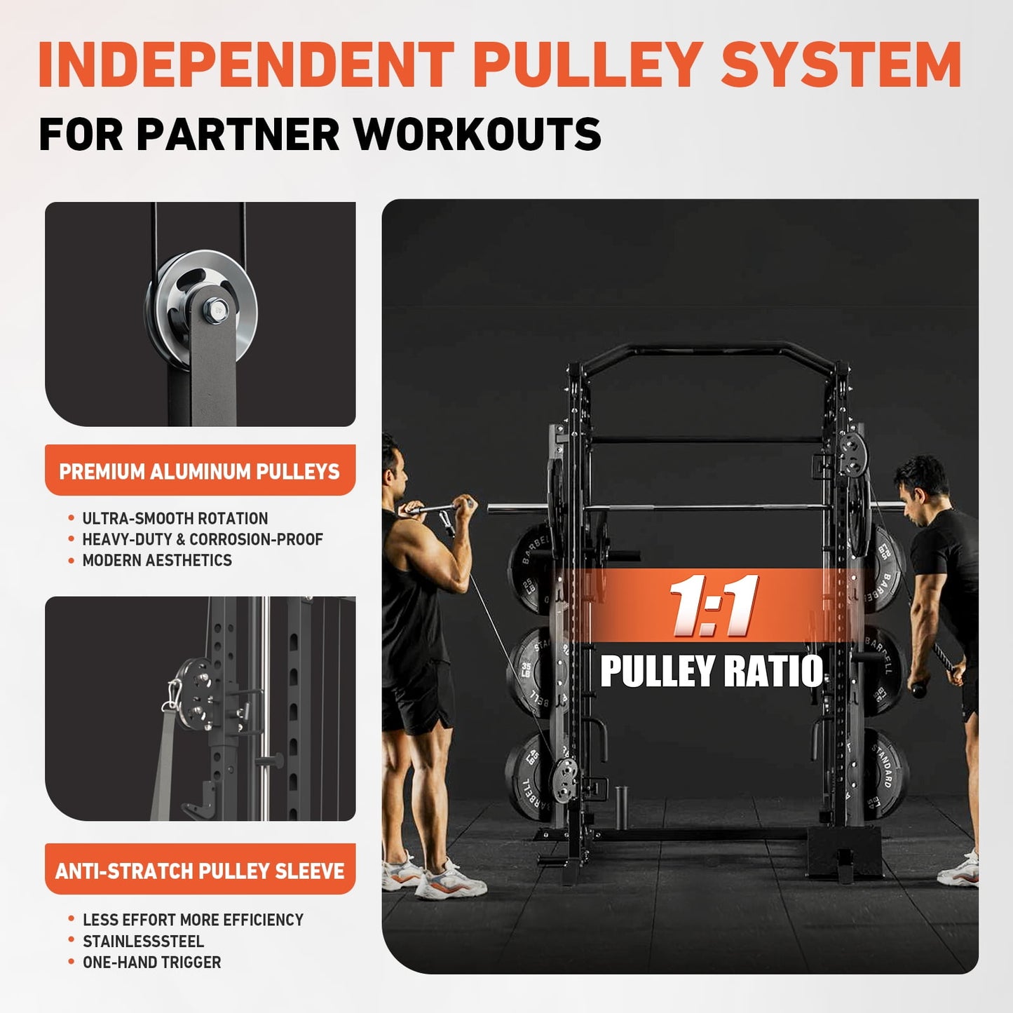 All-In-One Smith Machine Power Rack with Vertical Leg Press & Cable Crossover - 2000LBS Squat Rack for Ultimate Home Gym Experience