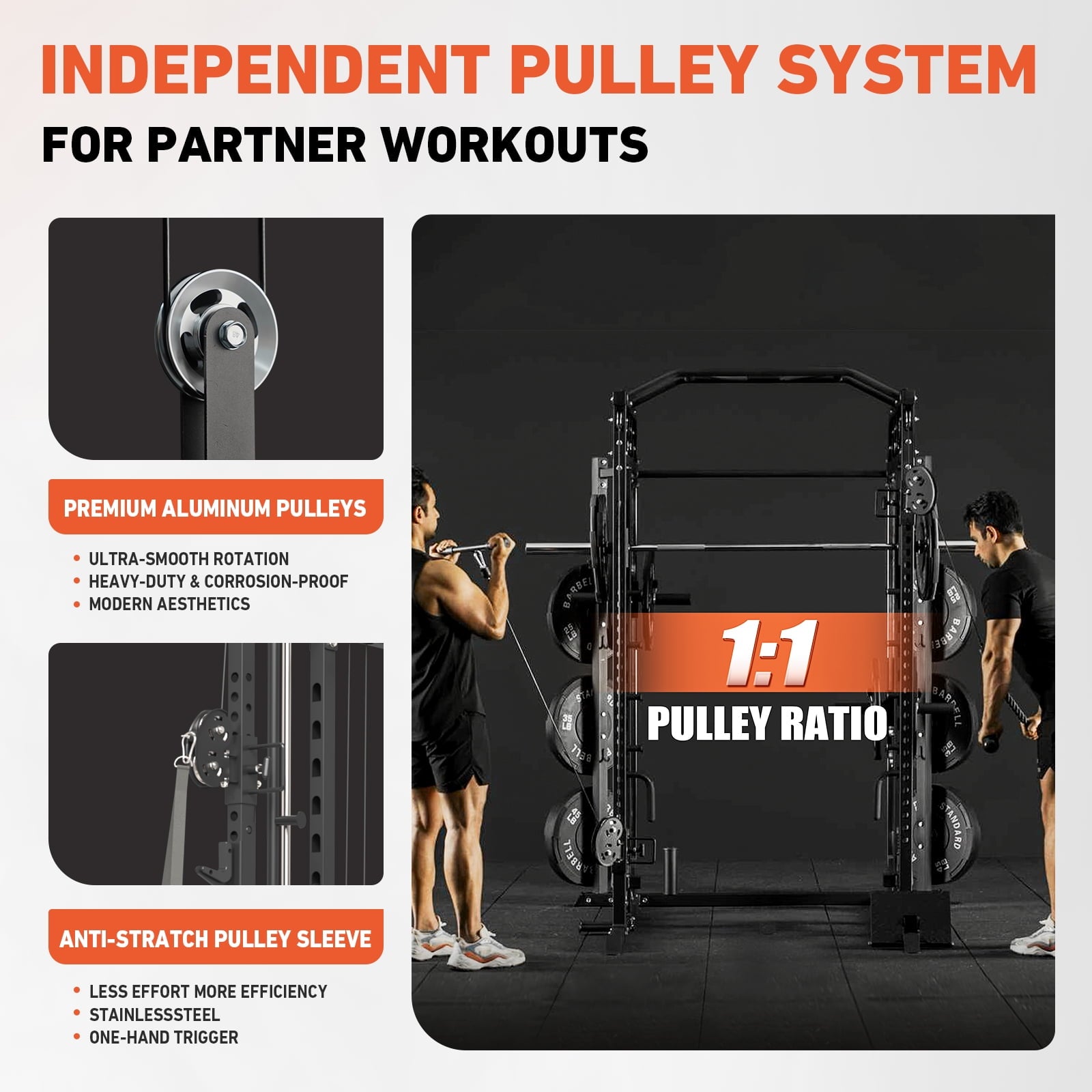All-In-One Smith Machine Power Rack with Vertical Leg Press & Cable Crossover - 2000LBS Squat Rack for Ultimate Home Gym Experience
