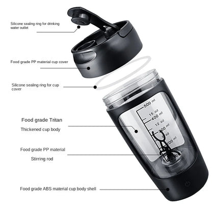 New 650Ml USB Electric Portable Whey Protein Shaker Bottle Fully Automatic Stirring Cup Rechargeable Gym BA Free Cocktail Blend
