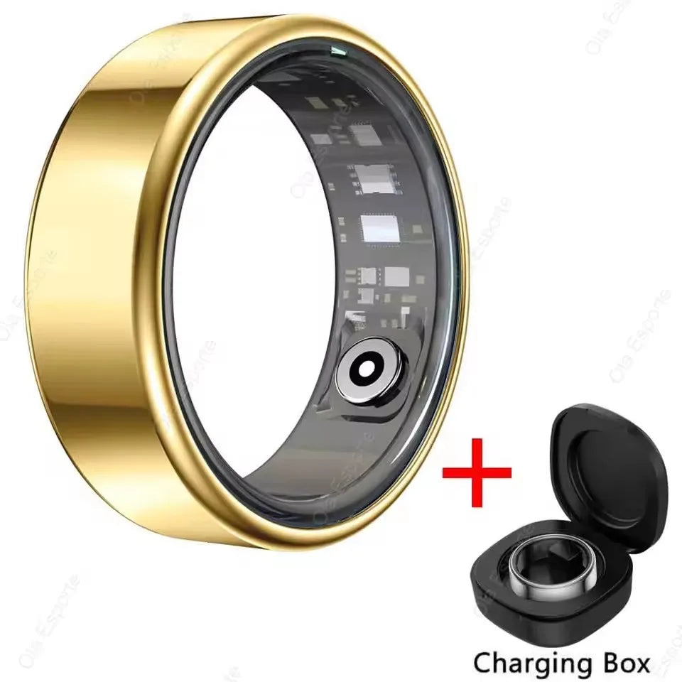R09 Smart Ring Men Women with Charging Case,Heart Rate Blood Oxygen,Skin Temperature Monitor,5Atm Waterproof for Android Ios